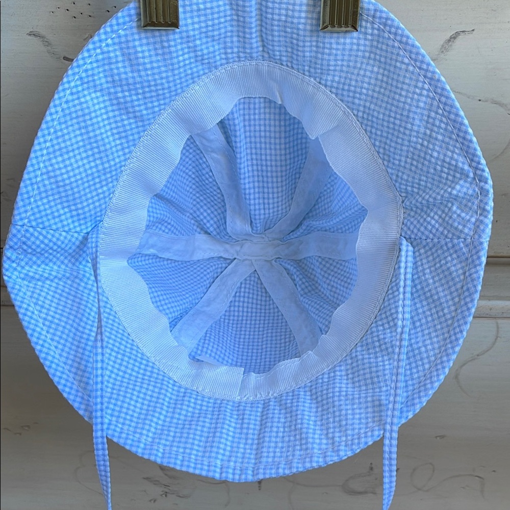 BABY Blue Gingham Wide-Brim Sun Hat - Picture 6 of 7